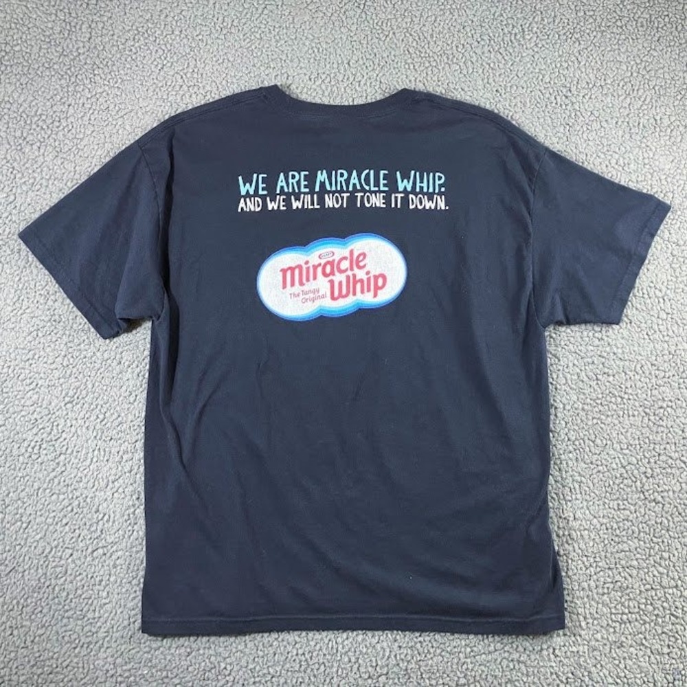 Vintage Hanes Miracle Whip Dont Be So Mayo Graphic T-Shirt Navy‎ Blue Size XL - Picture 3 of 8